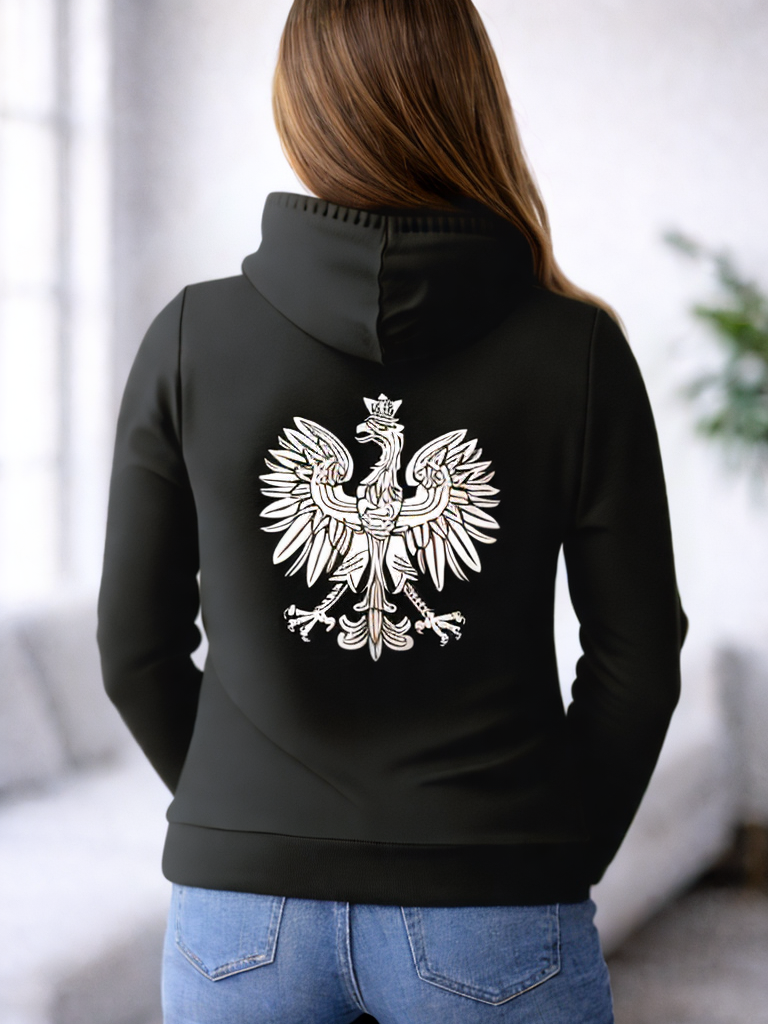 Hoodie Polen Adler Vorder- und Rueckseite