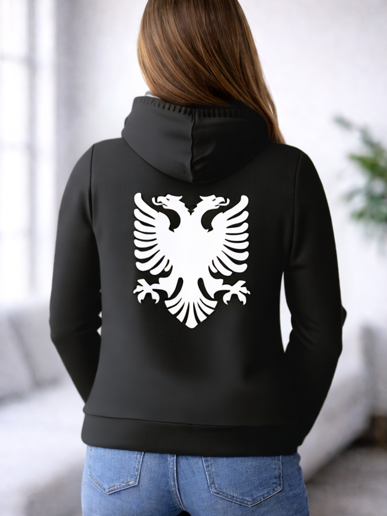 Hoodie Albanien Adler Vorder- und Rueckseite