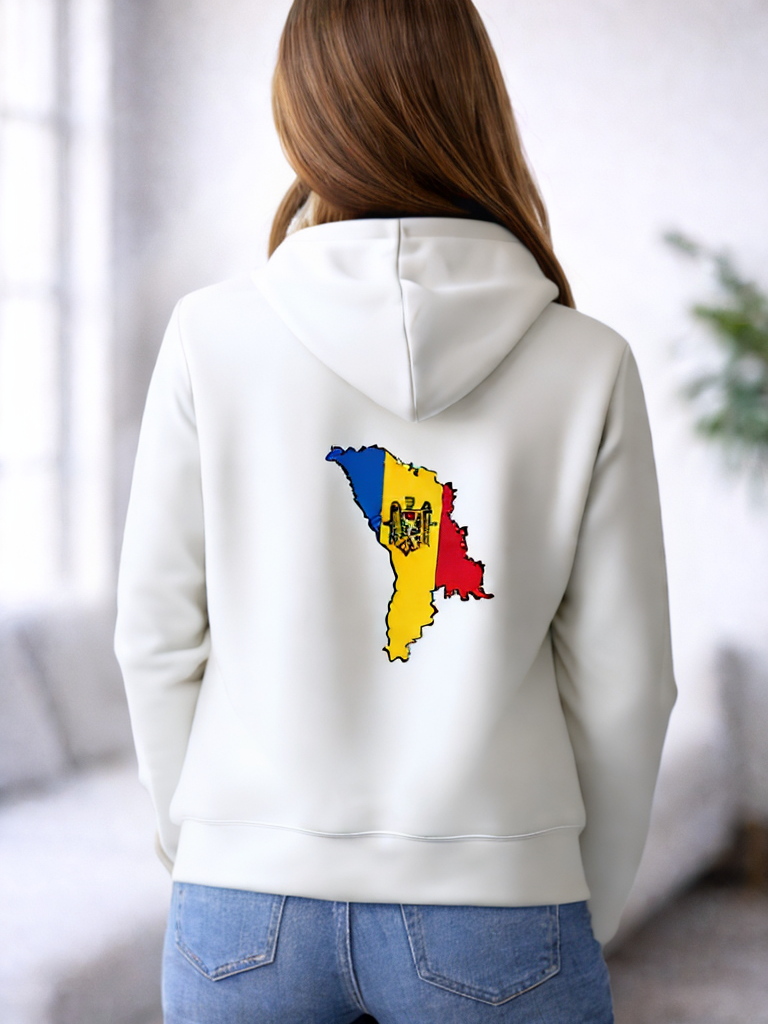 Hoodie Moldawien Weiss Landkarte Trikolore