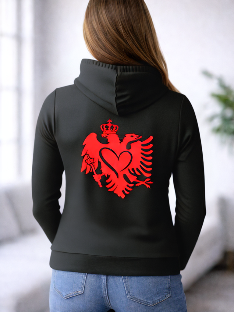 Hoodie Albanien Roter Adler mit Herz