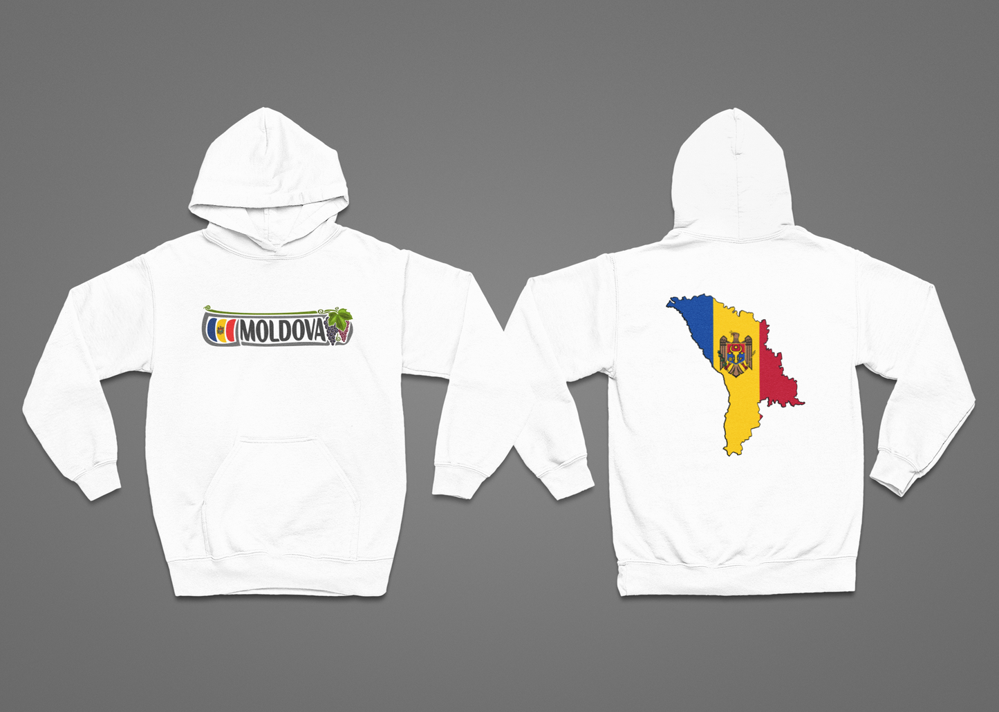 Hanorac Alb Motiv Moldova Color Fata Spate