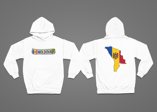 Hanorac Alb Motiv Moldova Color Fata Spate