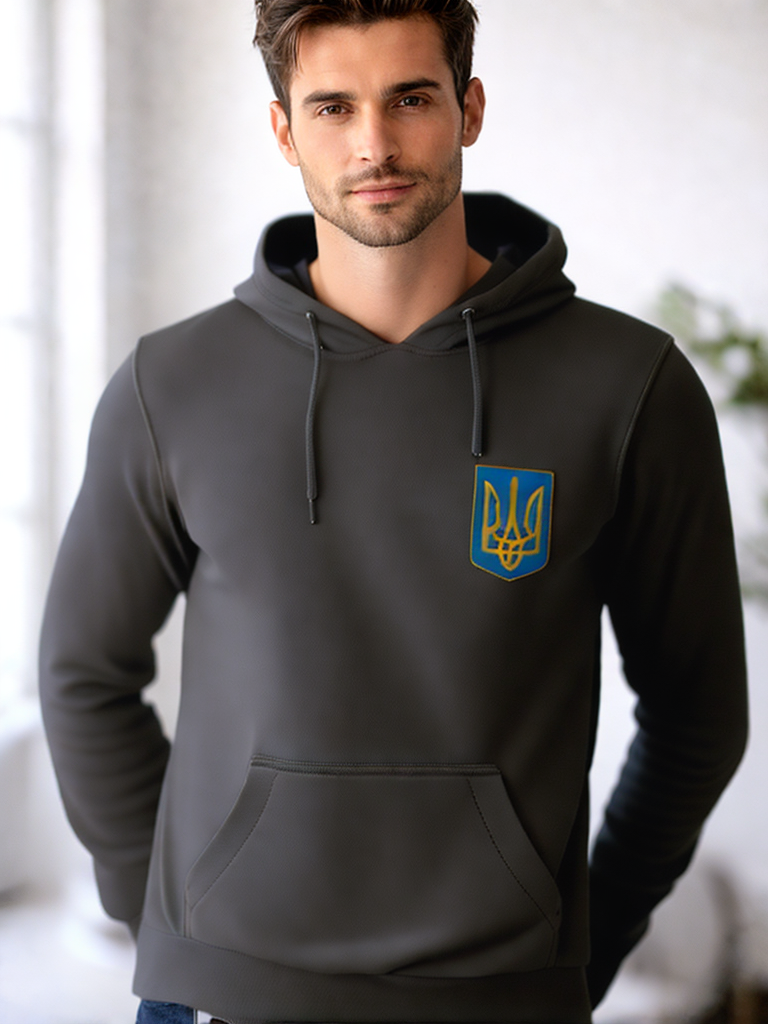 Hoodie Ukraine Dreizack Vorder- und Rueckseite