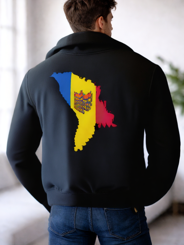 Hoodie Moldawien MOLDOVA Banner & Landkarte Schwarz