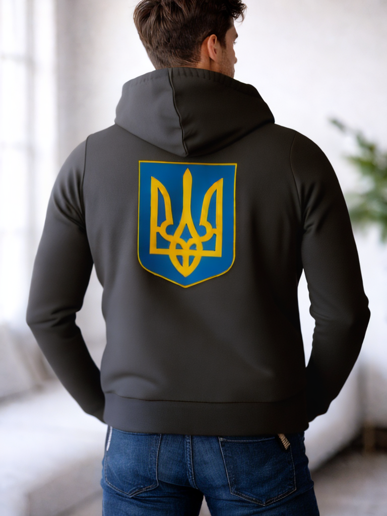 Hoodie Ukraine Dreizack Rueckseite