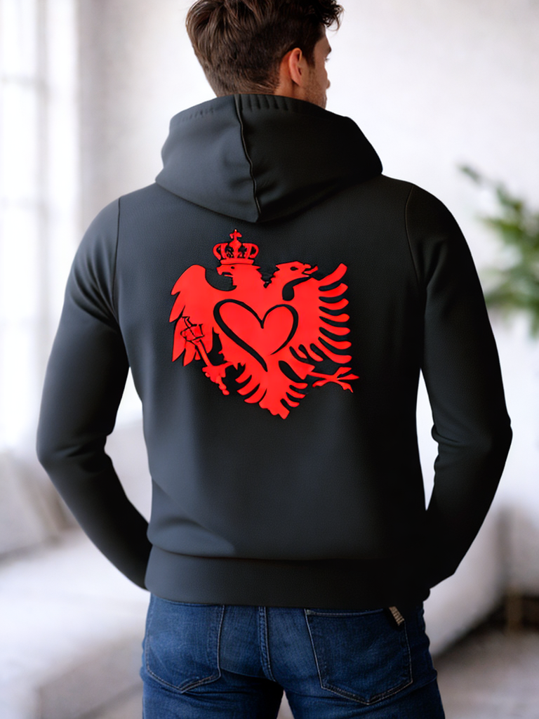 Hoodie Albanien Roter Adler mit Herz