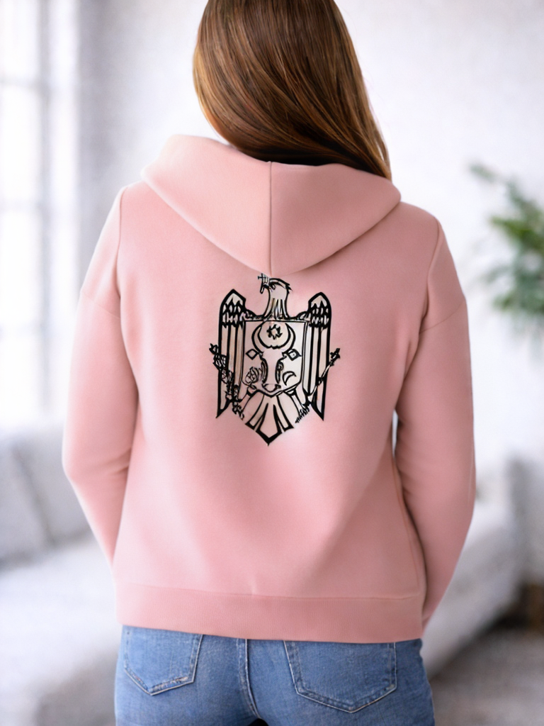 Hoodie Moldawien Wappen Rosa