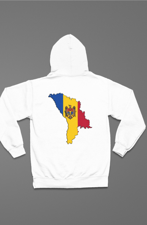 Hoodie Moldawien Weiss MOLDOVA Banner & Landkarte