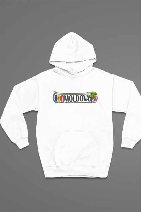 Hoodie Moldawien Weiss MOLDOVA Banner & Landkarte