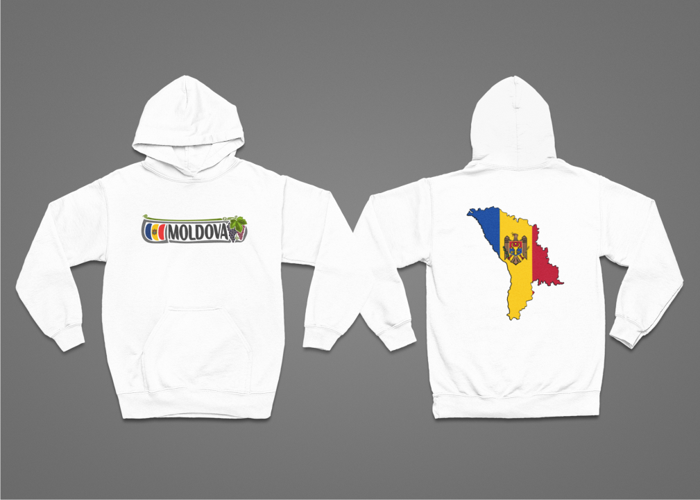Hoodie Moldawien Weiss MOLDOVA Banner & Landkarte