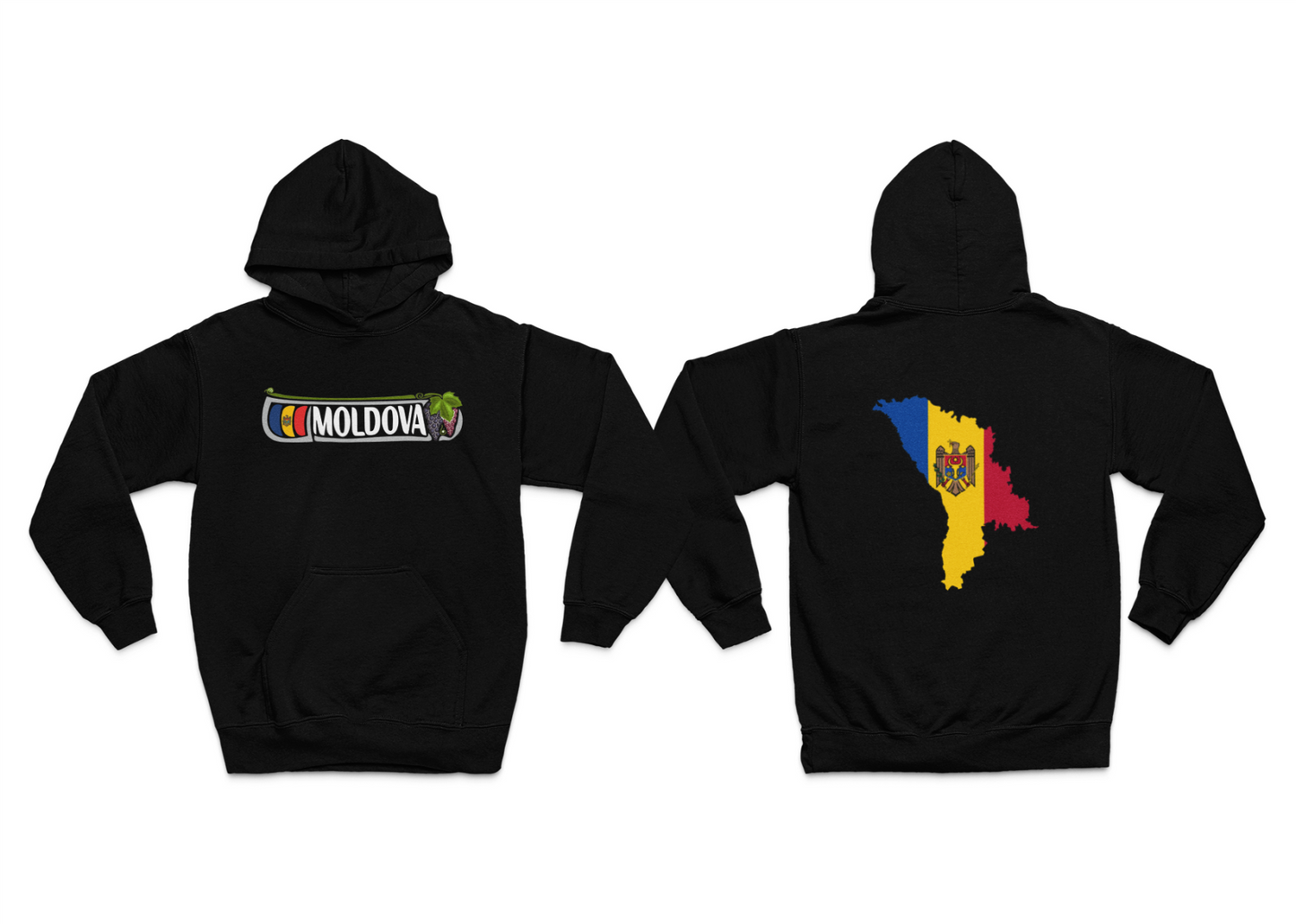 Hoodie Moldawien MOLDOVA Banner & Landkarte Schwarz