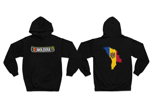 Hoodie Moldawien MOLDOVA Banner & Landkarte Schwarz