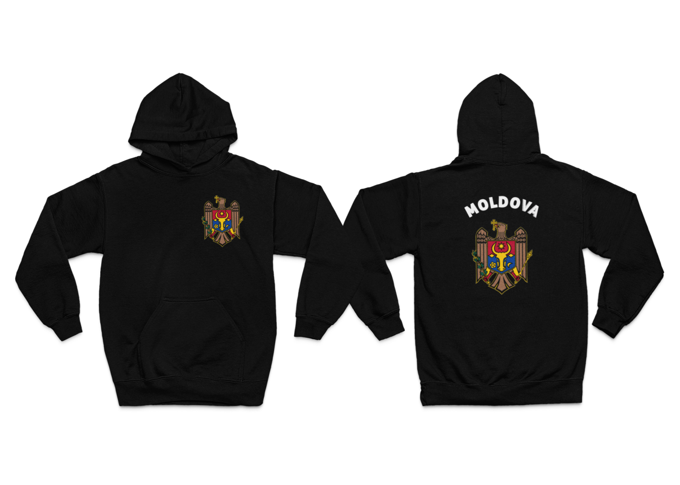 Hoodie Moldawien Farbiges Wappen & MOLDOVA Schriftzug