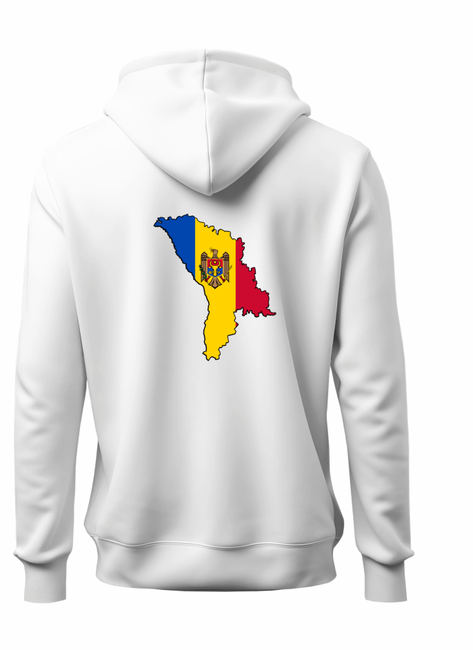 Hoodie Moldawien Weiss Landkarte Trikolore