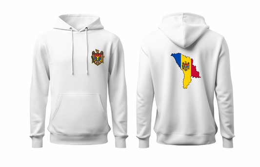 Hoodie Moldawien Weiss MOLDOVA Banner & Landkarte